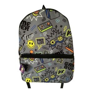 iScream Gray Backpack with Colorful Video Game Graphics